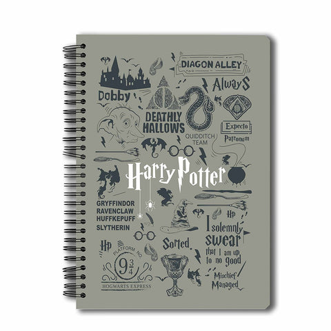 Harry Potter - Infographic Grey Notebook with Free Sticker Sheet (A5) - Officially Licensed by Warner Bros, USA