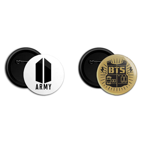 BTS Badges Pack of 2 - Round Pin Back Button Badge - Kpop- Set 2