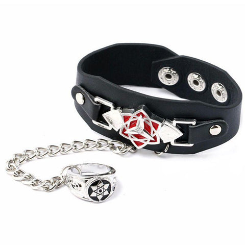 Uchiha Leather Bracelet & Ring