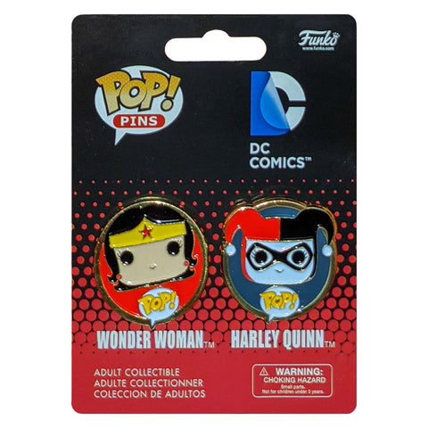 Funko Pop Pin set of 2 - Wonderwoman & Harley Quinn